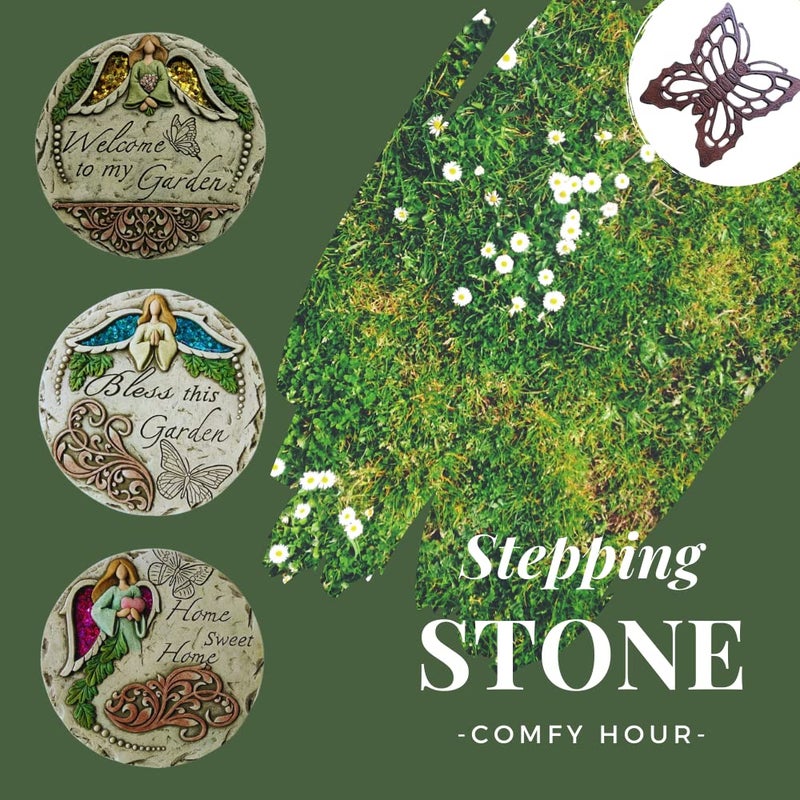 Comfy Hour Rustic Style Collection Cast Iron Garden Stepping Stone - Butterfly (Vintage Wash Brown) - Image 3